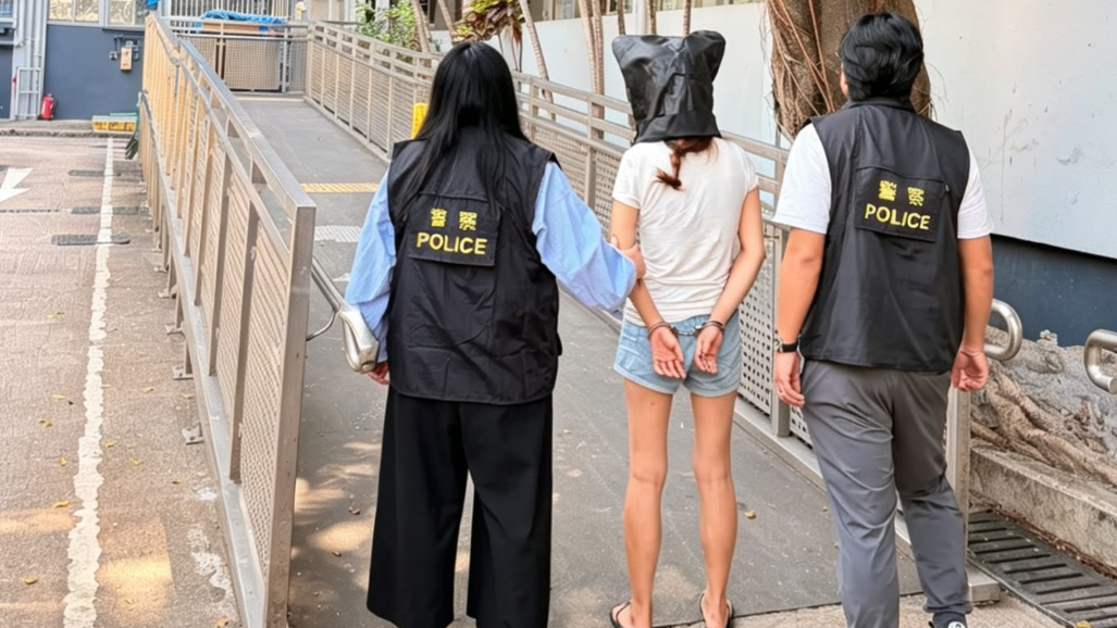 兩名分別30歲及37歲本地女子報案指分別於旺角洗衣街行人天橋及大角咀一商場內被人搶去頸鏈，警員在上水區拘捕一名38歲本地女子。(警方圖片)