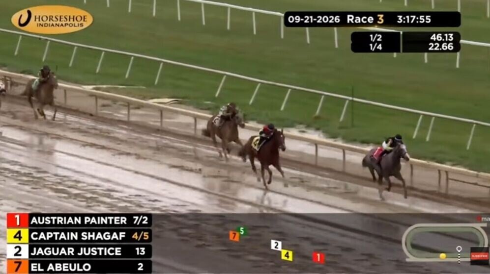 「快樂腳」首戰即贏,為其馬主從38,500美元的總獎金中贏得23,100美元。(X)