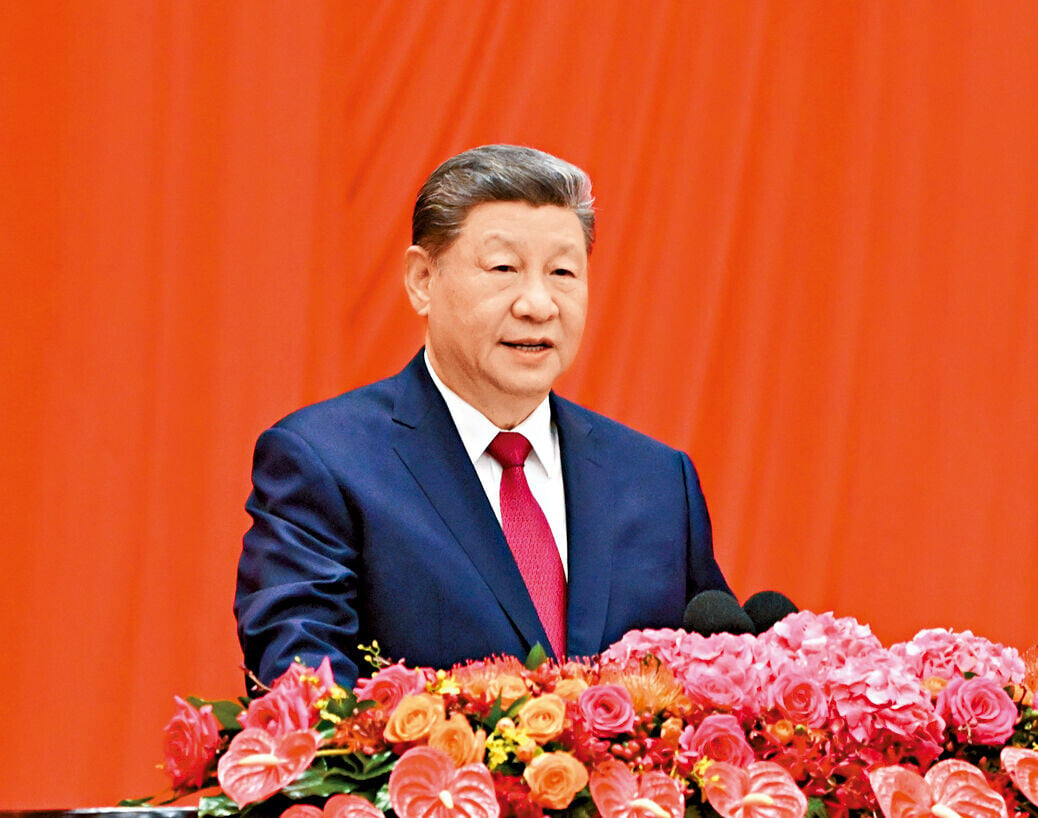 習近平出席國慶招待會並發表重要講話。(新華社)