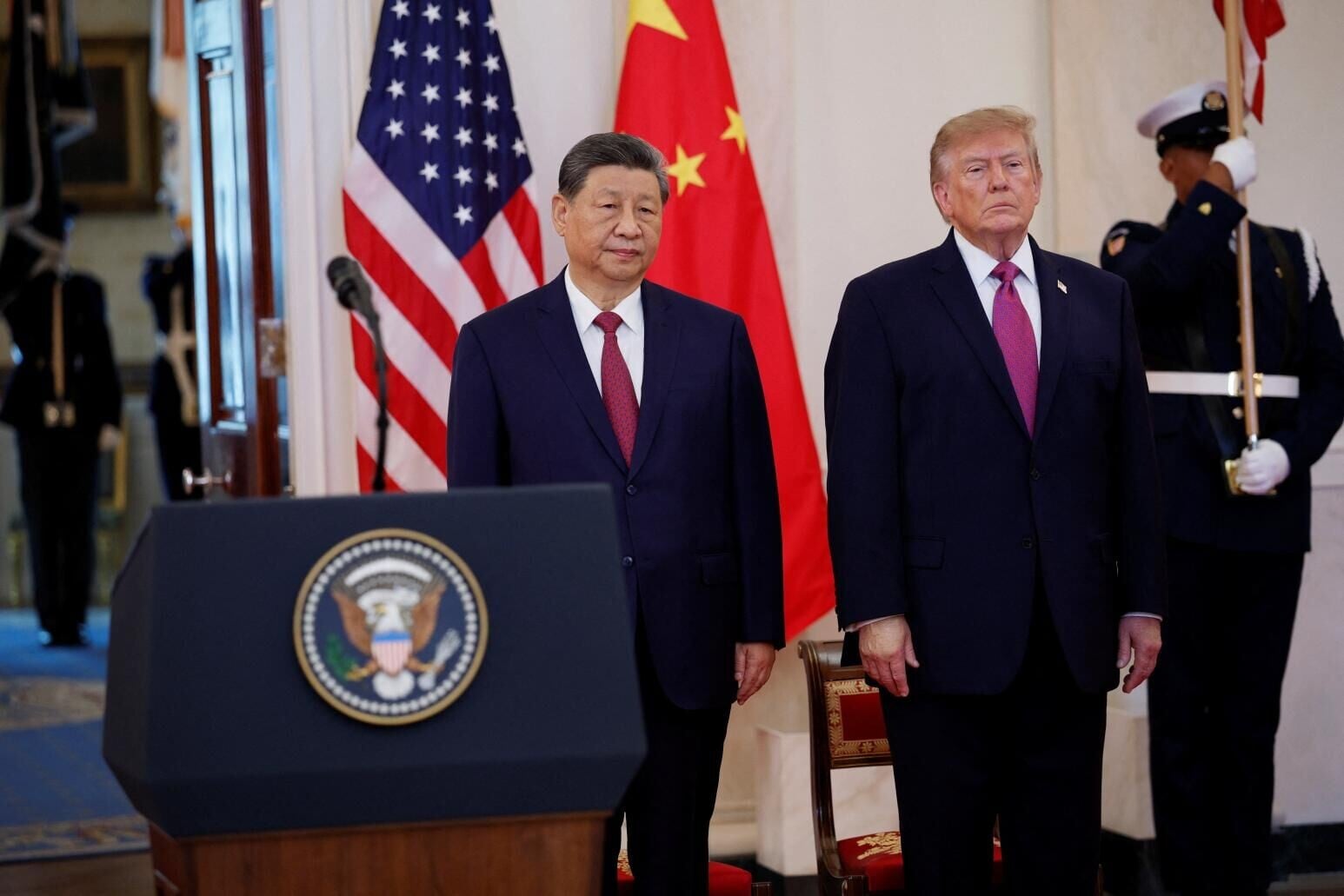 美國總統特朗普與國家主席習近平接連於白宮發表講話。(資料照/路透社)