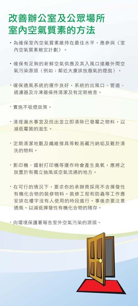改善辦公室及公眾場所室內空氣質素的方法(環境保護署)