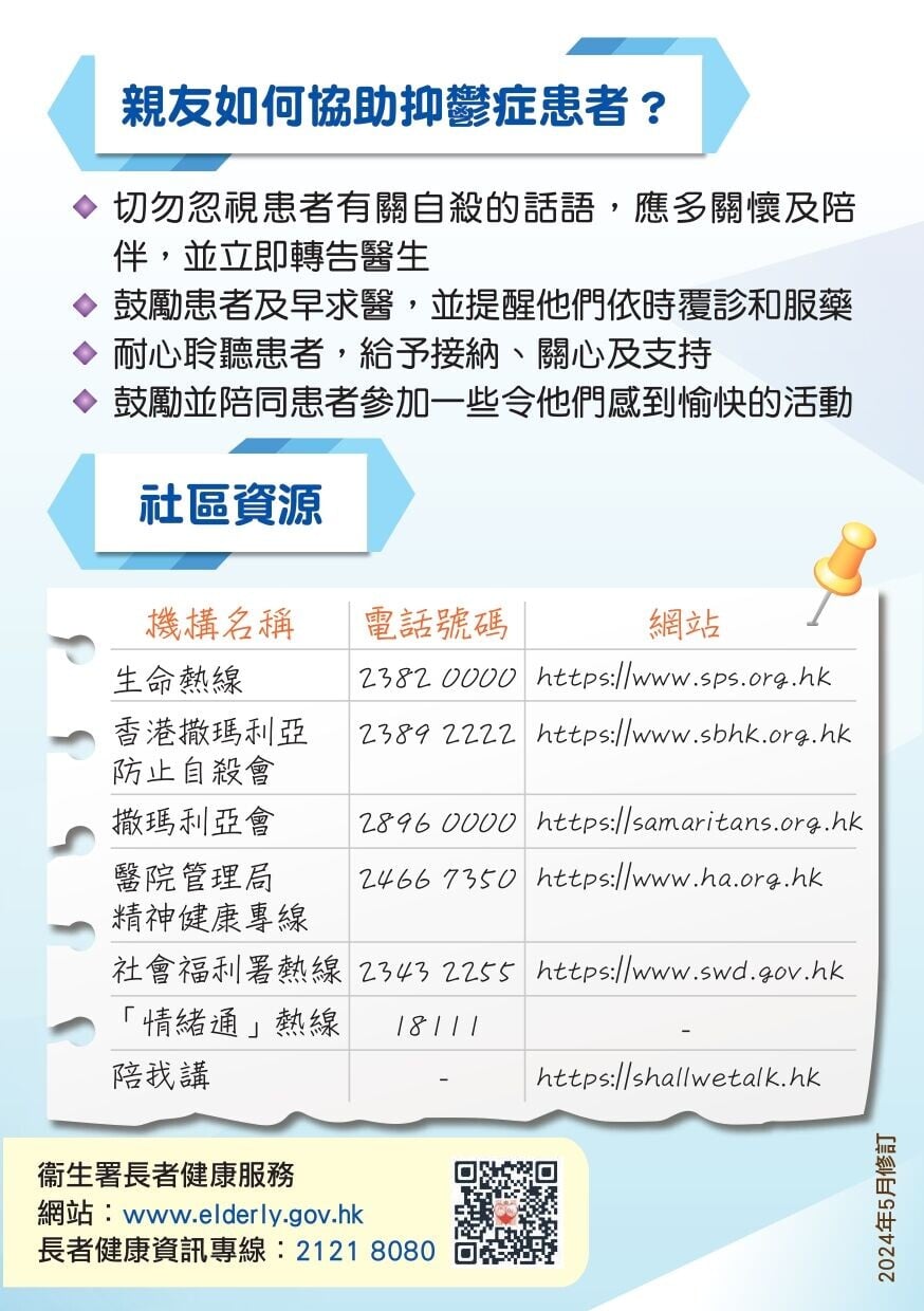 親友如何協助抑鬱症患者?(衛生署)