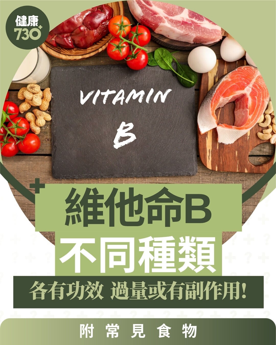 維他命B1、B2、B3、B6、B12功效及禁忌（am730製圖）