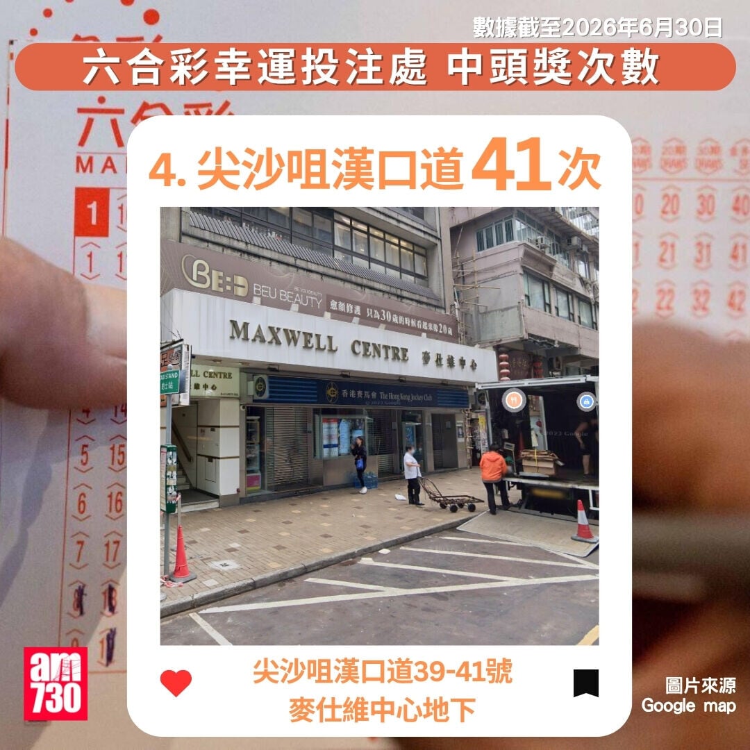 六合彩十大幸運投注站｜數據截至2026年6月30日（am730製圖）
