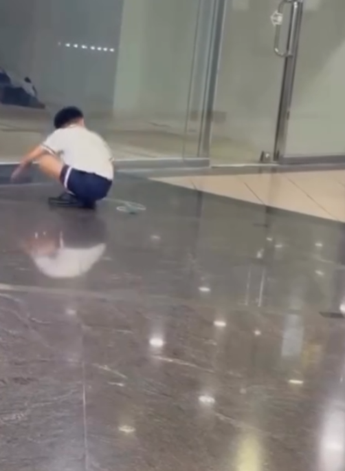 網傳片段,一名男童用繩吊起雀鳥並拖行(Threads)