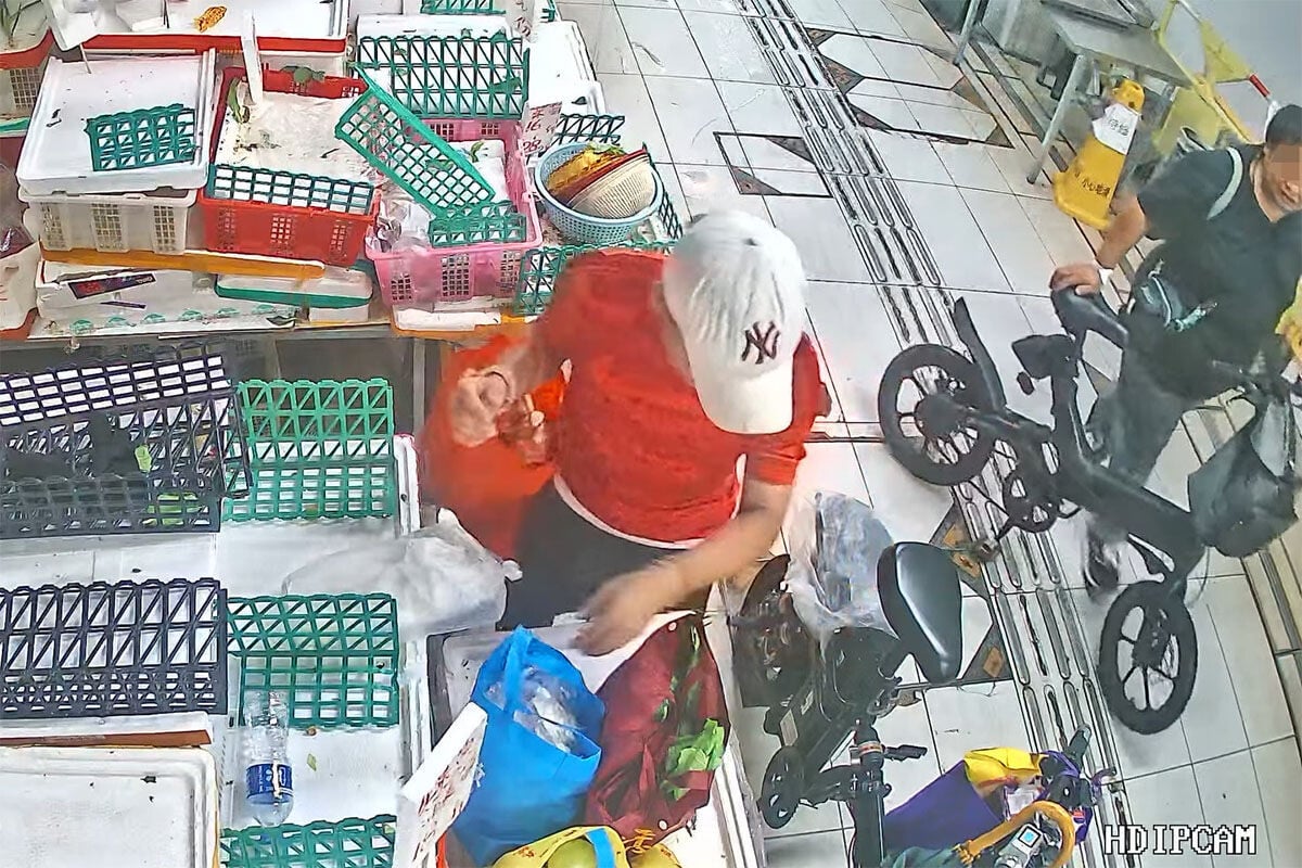 清濤苑街市一個檔口遇竊,賊人同行還有另一人把風。(閉路電視片段截圖)