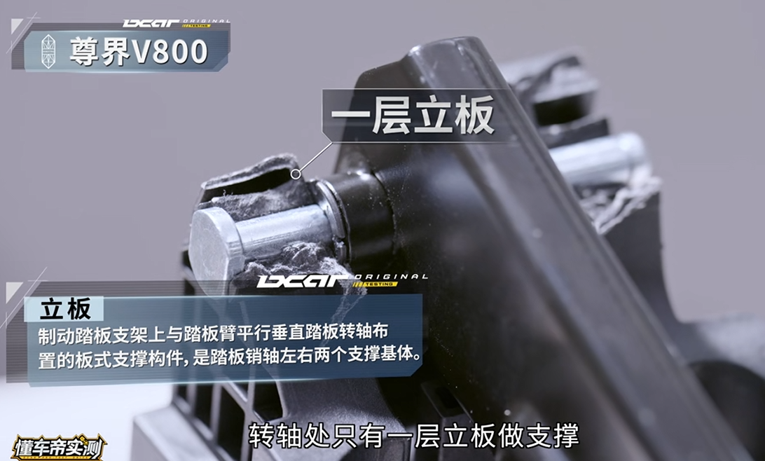 拆解發現踏板支架轉軸處僅得一層立板作支撐