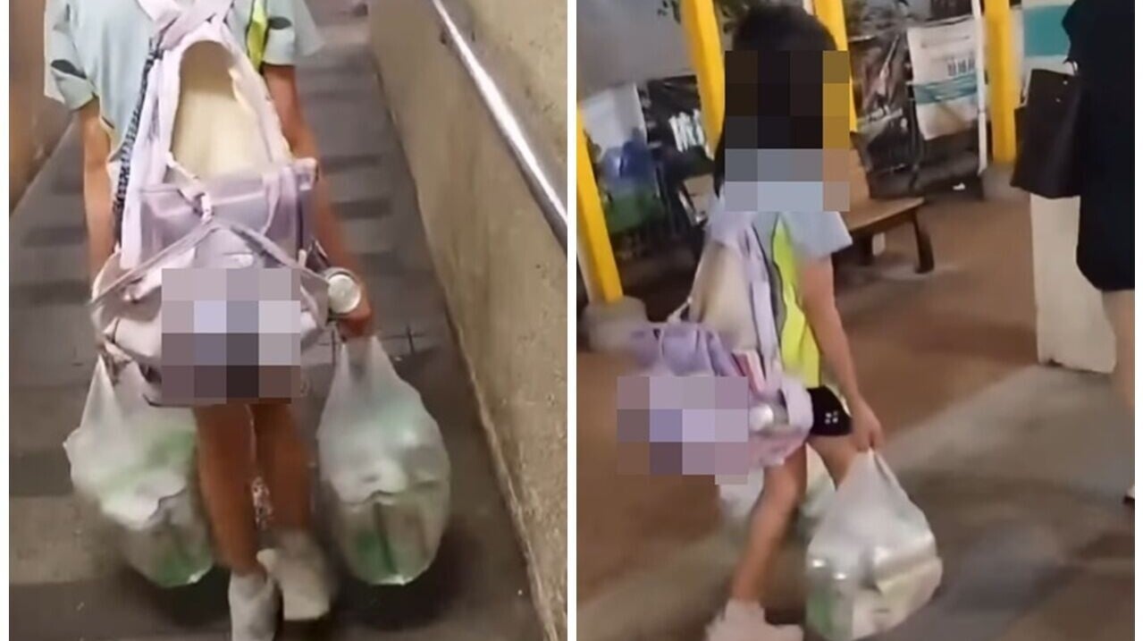 富泰邨女童獨拎20罐啤酒，被父罵「廢人」惹關注，警員校方緊急上門家訪。(FB/富泰邨 Fu Tai Estate)