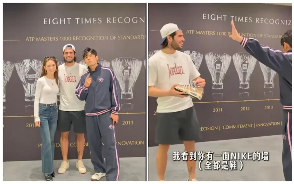 周杰倫將金色球鞋送予西班牙網球好手艾卡拉斯