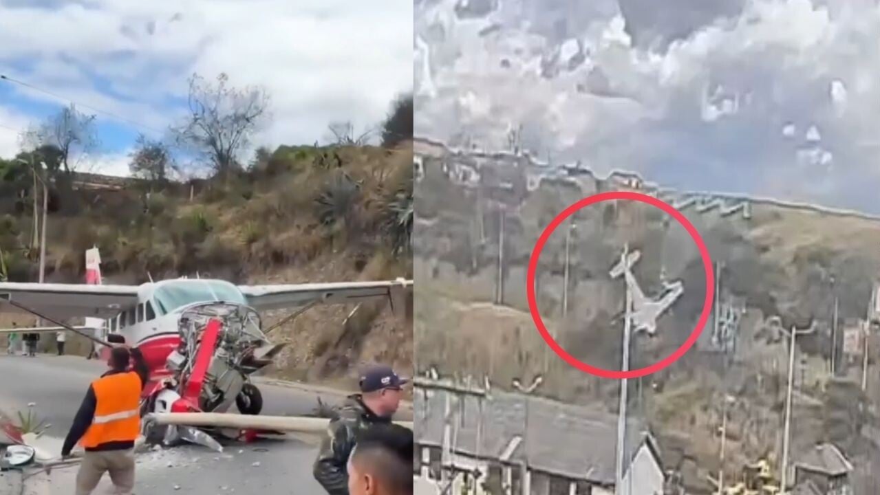 厄瓜多爾小型飛機失控衝出跑道撞電線杆　機上二人驚險生還（有片）