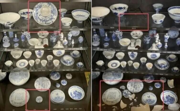 兩件康熙年間瓷器在英國大英博物館受損