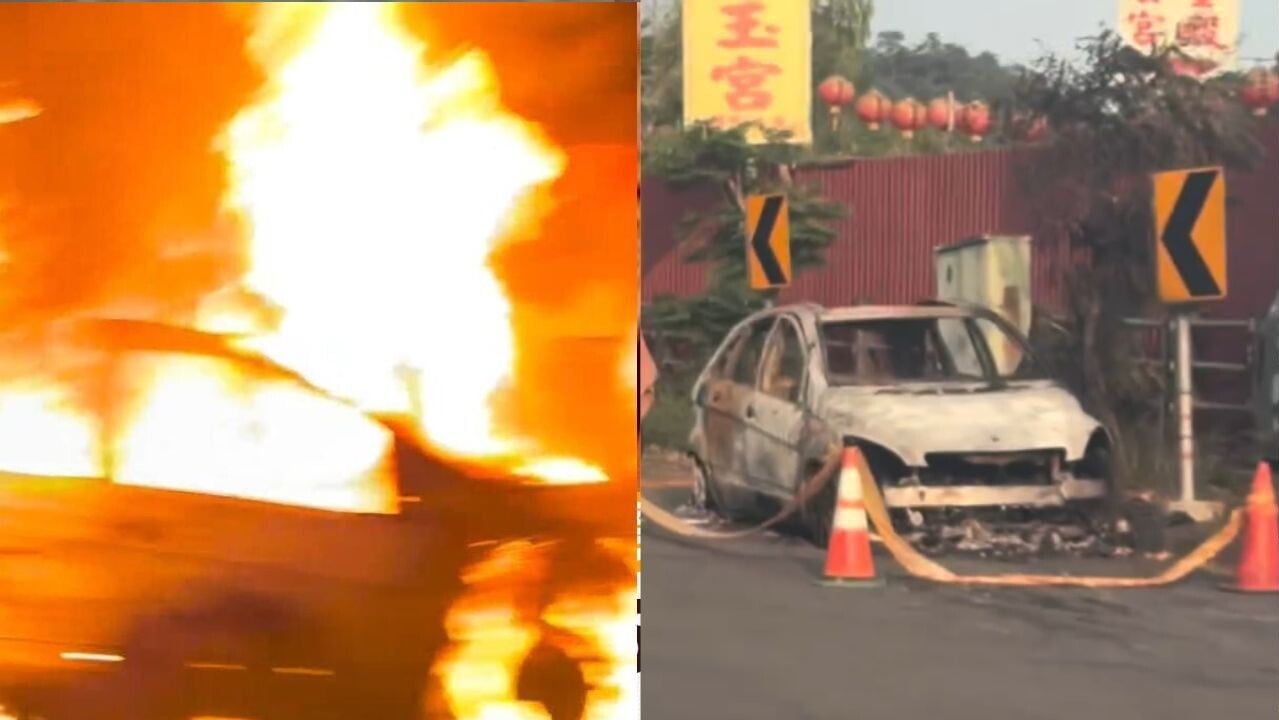 台中車禍致火燒車 司機未能逃走被燒焦