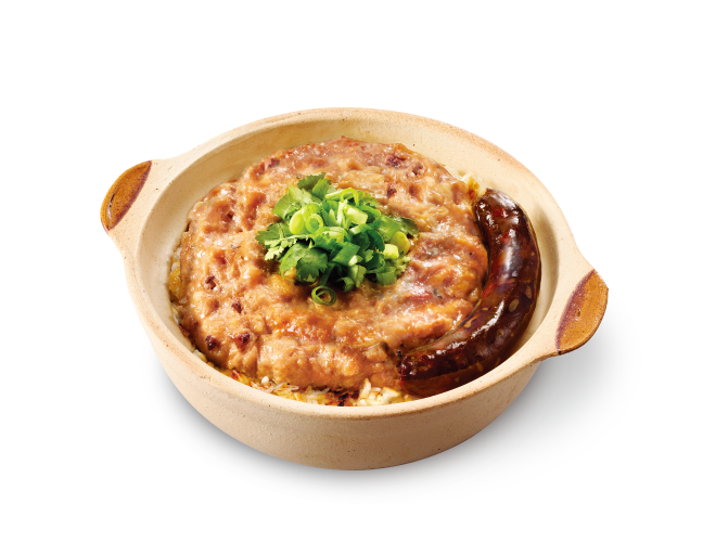 膶腸鱆魚肉餅煲仔飯