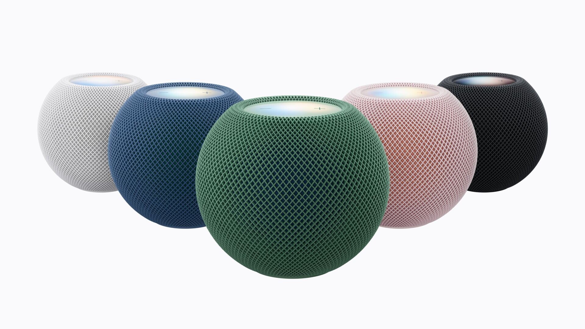 HomePod mini 2備有5款顏色可供選擇，帶來更豐富音訊體驗。