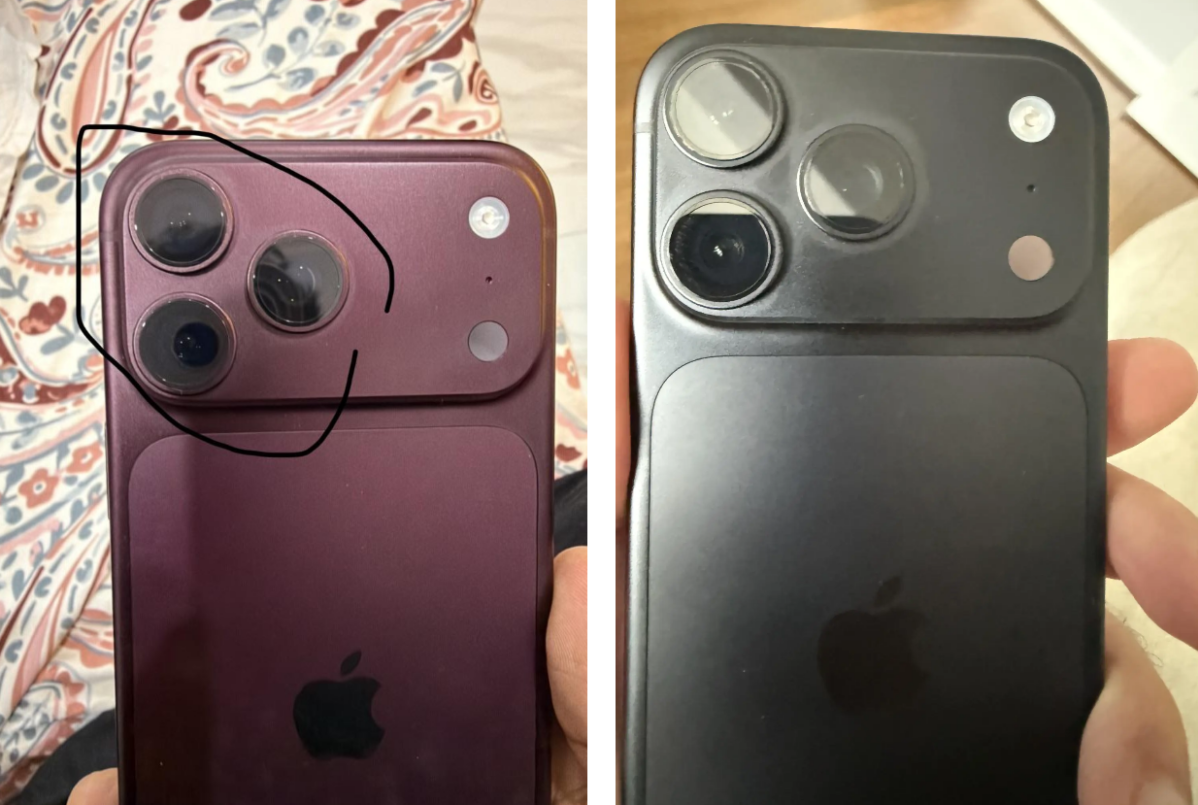 網民 Low-Ad9343 發佈的照片顯示,他在 9 月 19 日購買了一部Burgundy 色的 iPhone 18 Pro,但在短短三個星期後的 10 月 9 日,金屬機身表面的深酒紅色已經明顯變淺,呈現出較為鮮艷的紅色