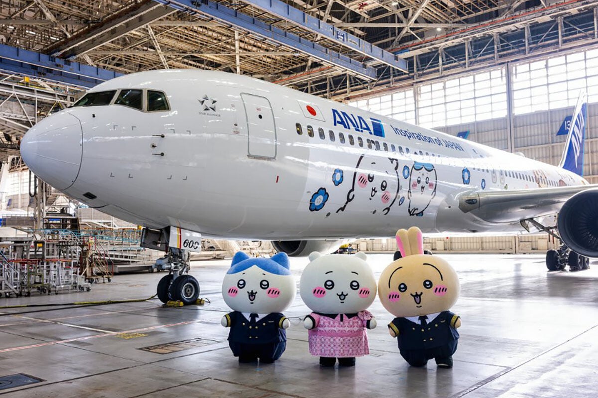 ANA聯乘CHIIKAWA的塗裝客機。(ANA Instagram圖片)