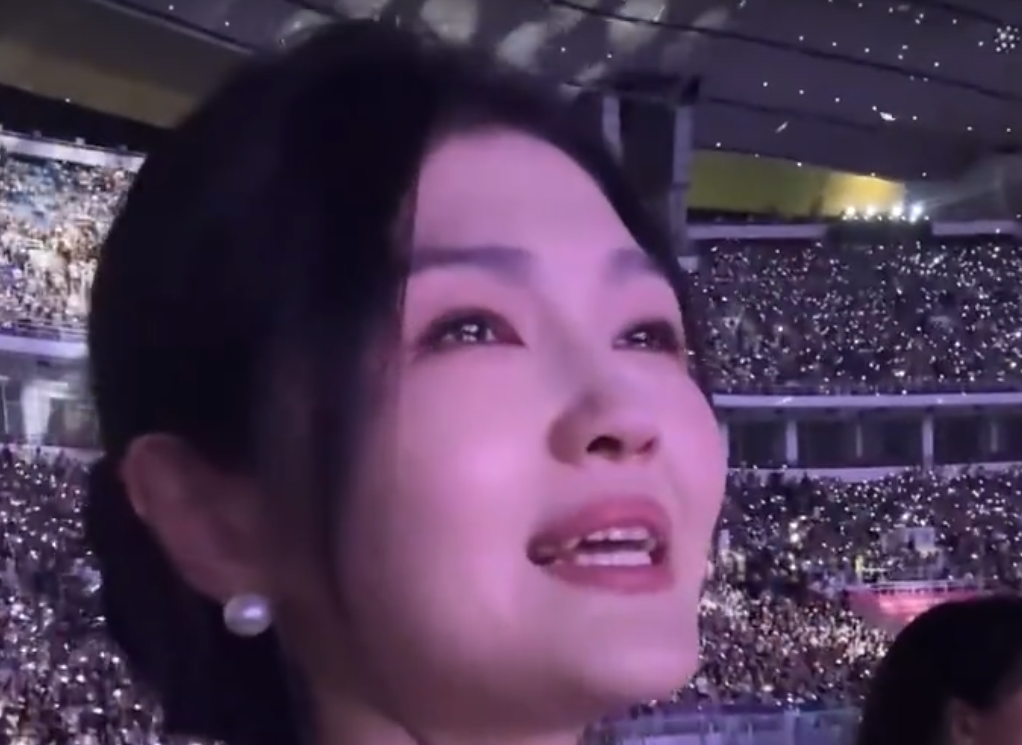 貌似大S的女歌迷在廣州演唱會中感動落淚(影片截圖)