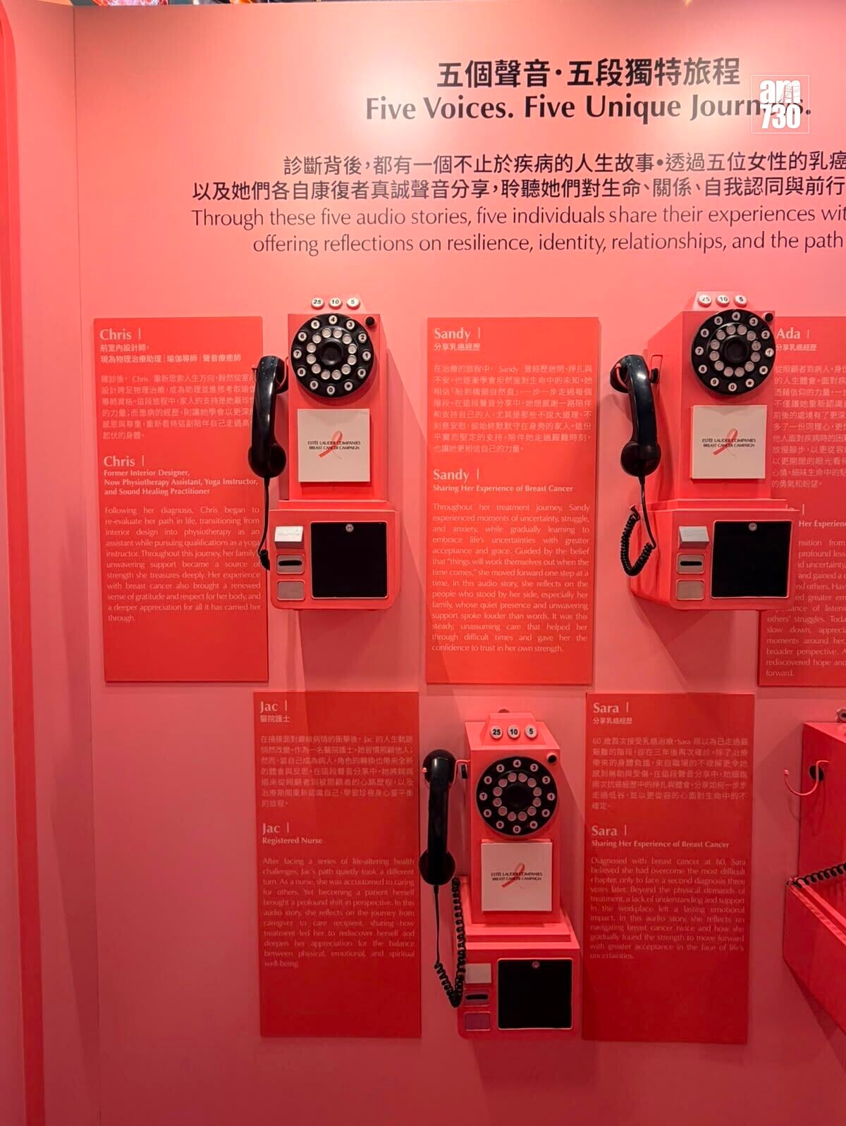 雅詩蘭黛集團(香港)今年正式展開年度「乳癌防治運動」,並以《生命不止一紙診斷:患乳癌之前、期間與之後的人生》藝術展覽作為重點活動,希望透過藝術走進社區,讓更多人了解乳癌患者的真實經歷,並鼓勵社會各界共同關注乳房健康。
