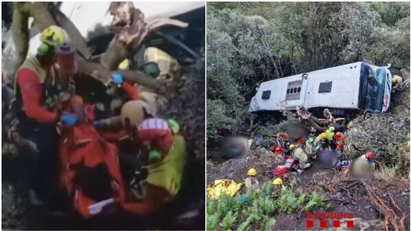 西班牙巴塞隆拿遊覽車墮下廿米山坡　至少83人受傷