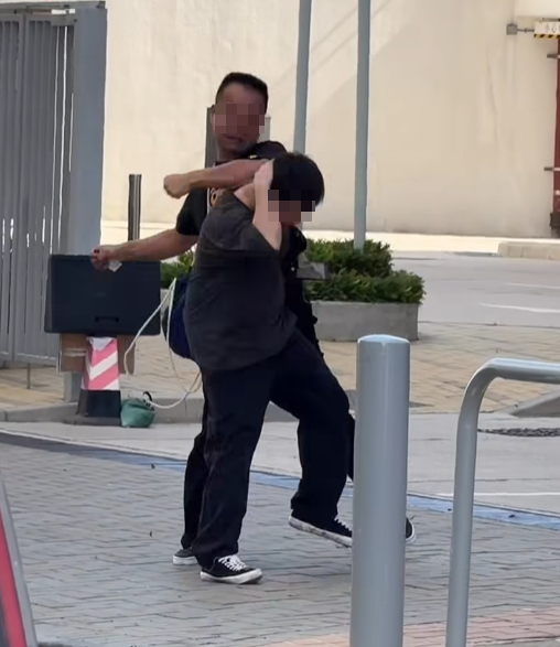一名姓劉(44歲)男子報案,指他於沙田石門安睦街29號愉德苑對開,見到一輛私家車駛入該屋苑時,疑違規駛上行人路及太過接近他。他遂取出手機拍攝私家車,卻被私家車姓蔡(68歲)男司機發現,對方即時落車襲擊他,並砸毀其手機。(影片截圖)
