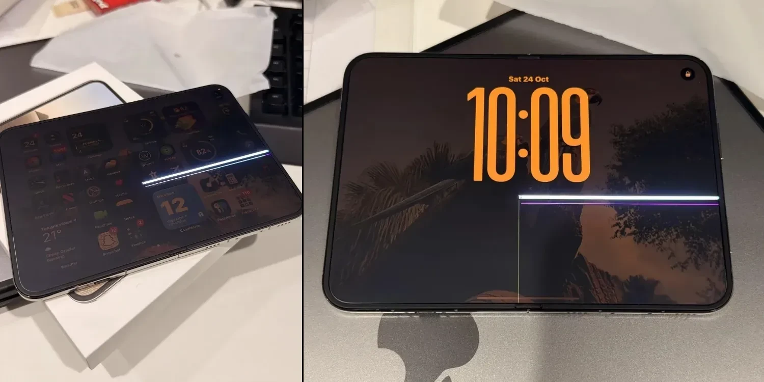 iPhone Duo內螢幕出現一條橫線。(網上圖片)