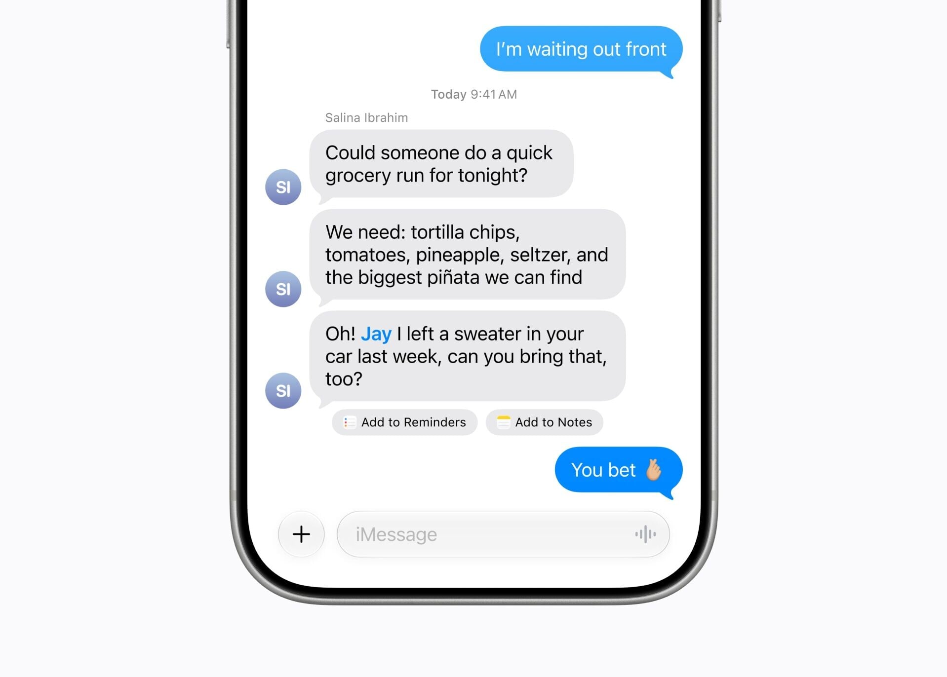 iOS 27.2的「訊息」加入情境建議功能。