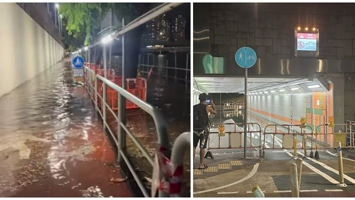 有網民在沙田和大埔拍到水浸情況。(Threads)