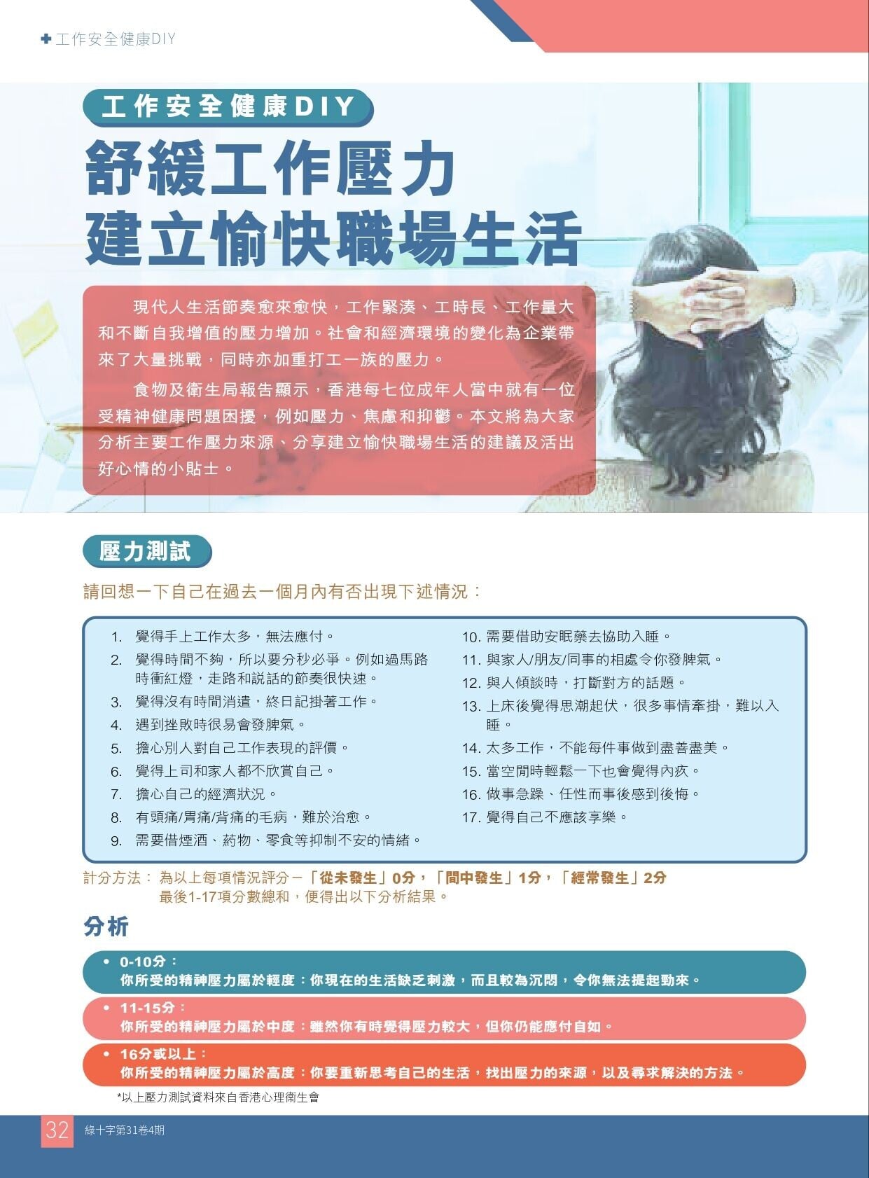 舒緩工作壓力建立愉快職場生活(職安局)