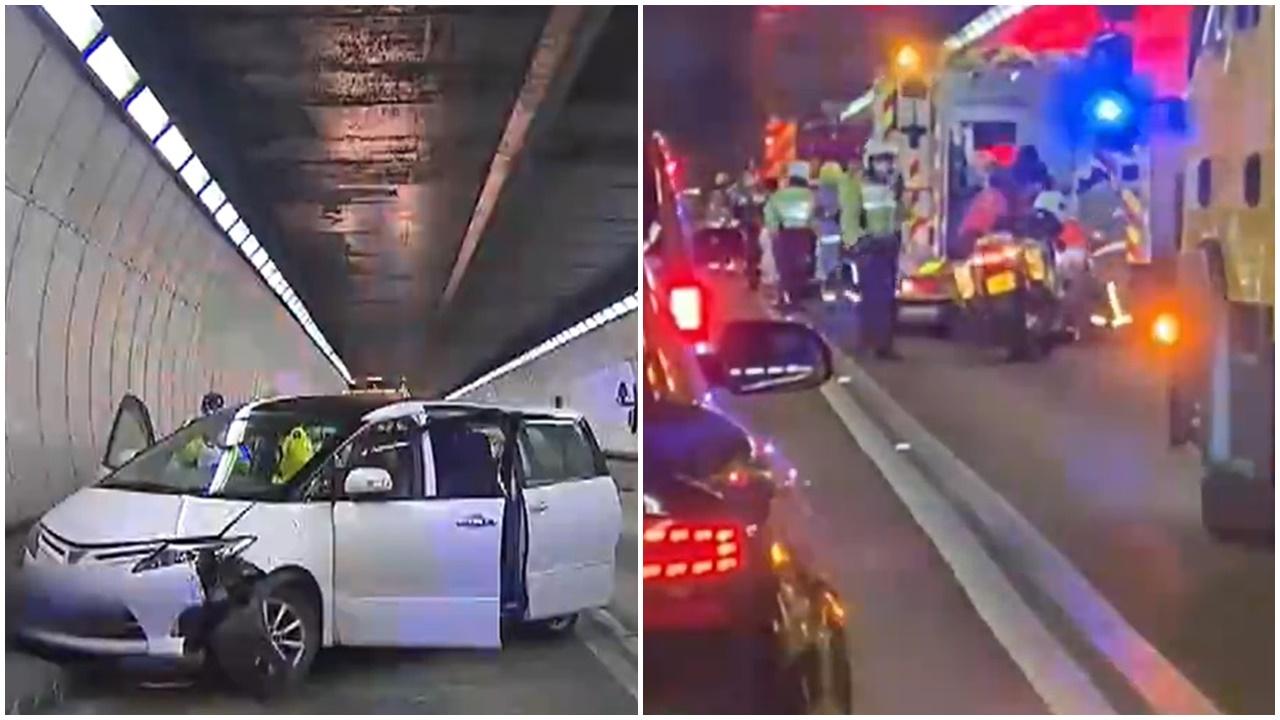 獅隧七人車自炒撞壆,男司機昏迷送院不治。(電視截圖)