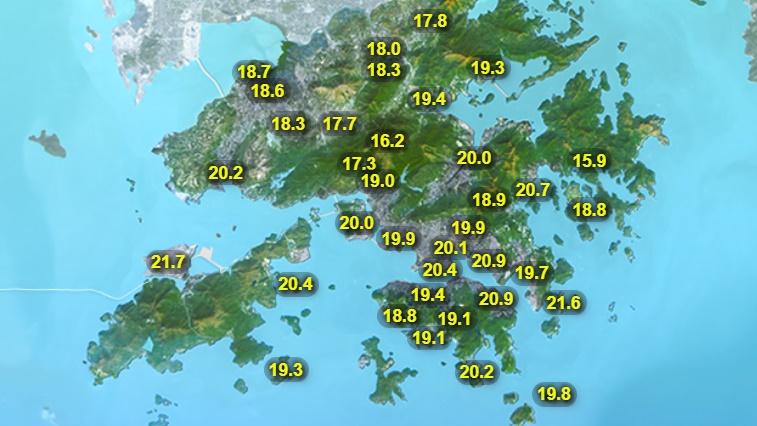 本港地區今日天氣預測天晴。(香港天文台)