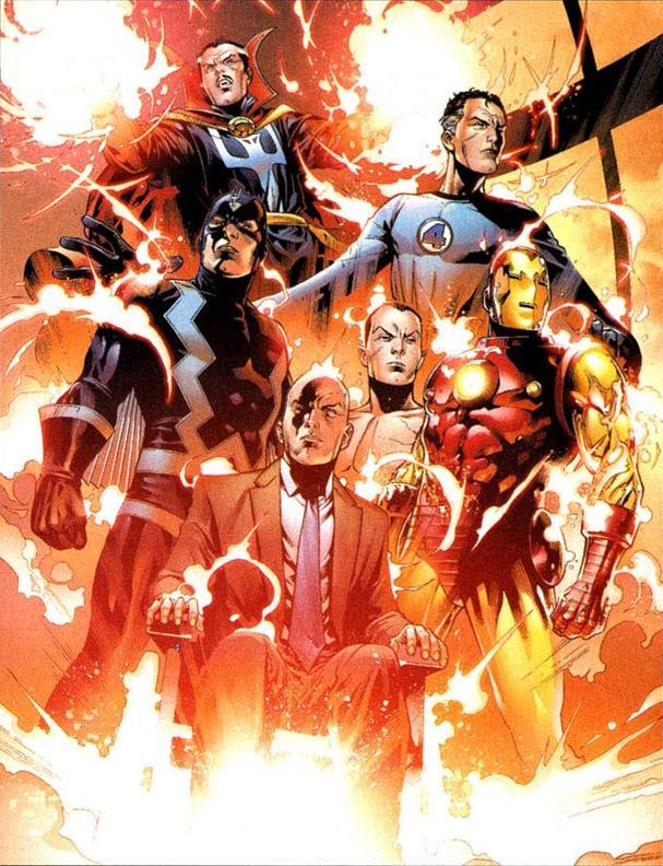 原著版本的光明會，成員有X教授、鐵甲奇俠、黑蝠王、神奇先生、納摩Namor及奇異博士。