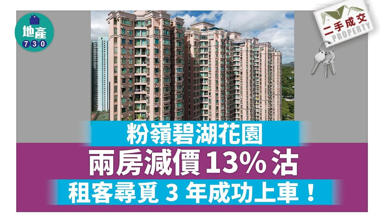 粉嶺碧湖花園兩房減價13% 租客尋覓三年成功上車