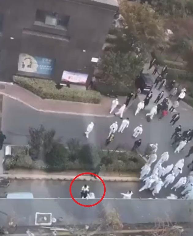 男子被幾名防疫人員架走。(短片截圖)