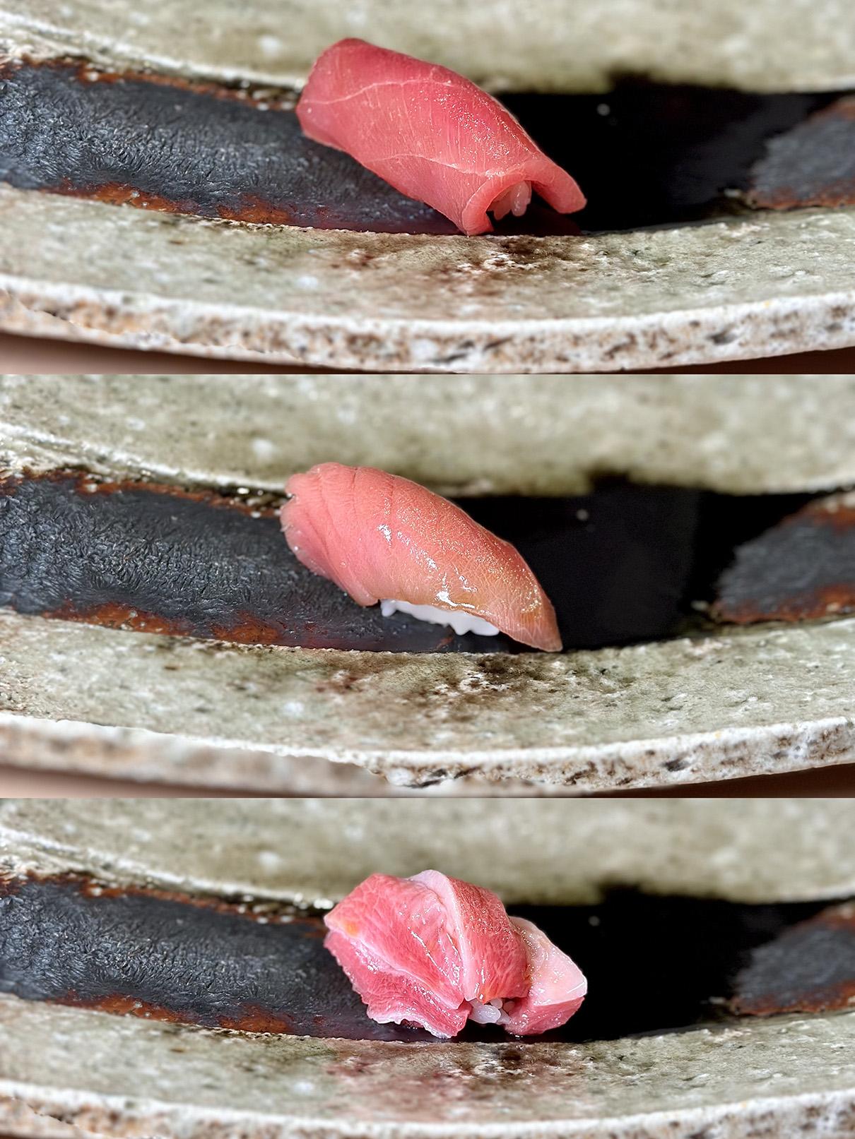 Sushi Saito的三連鮪,每一次都吃得滿意。