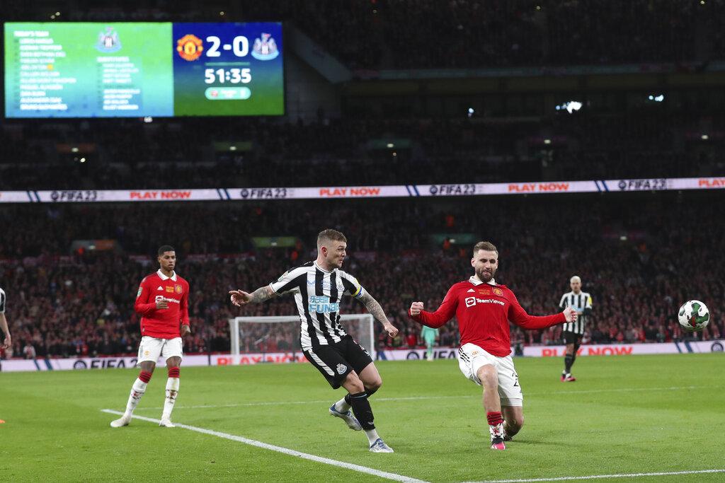 紐卡素勇戰下兩球不敵。(美聯社)