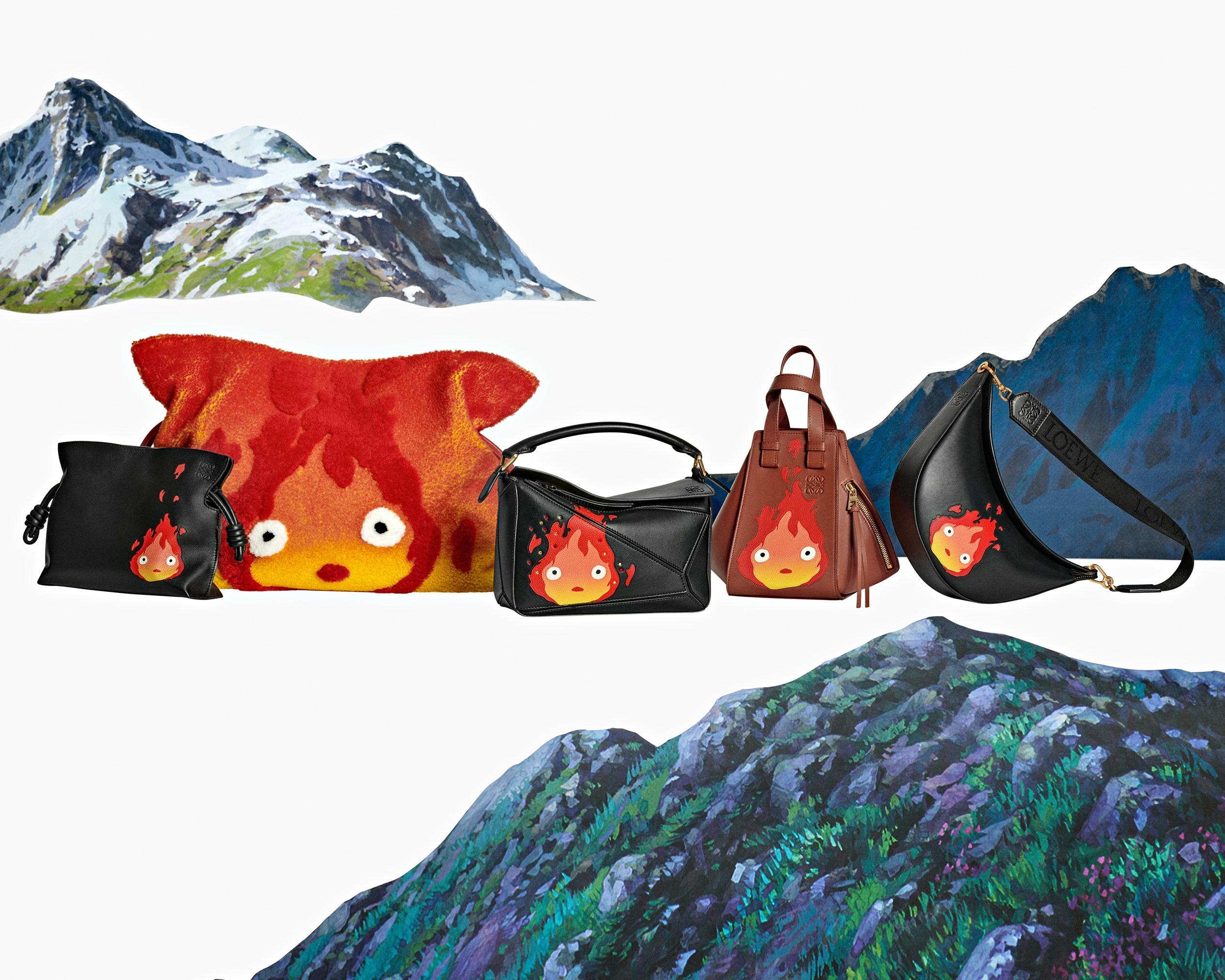 LOEWE x《哈爾移動城堡》系列：火惡魔卡西法出現於品牌多款手袋上。
