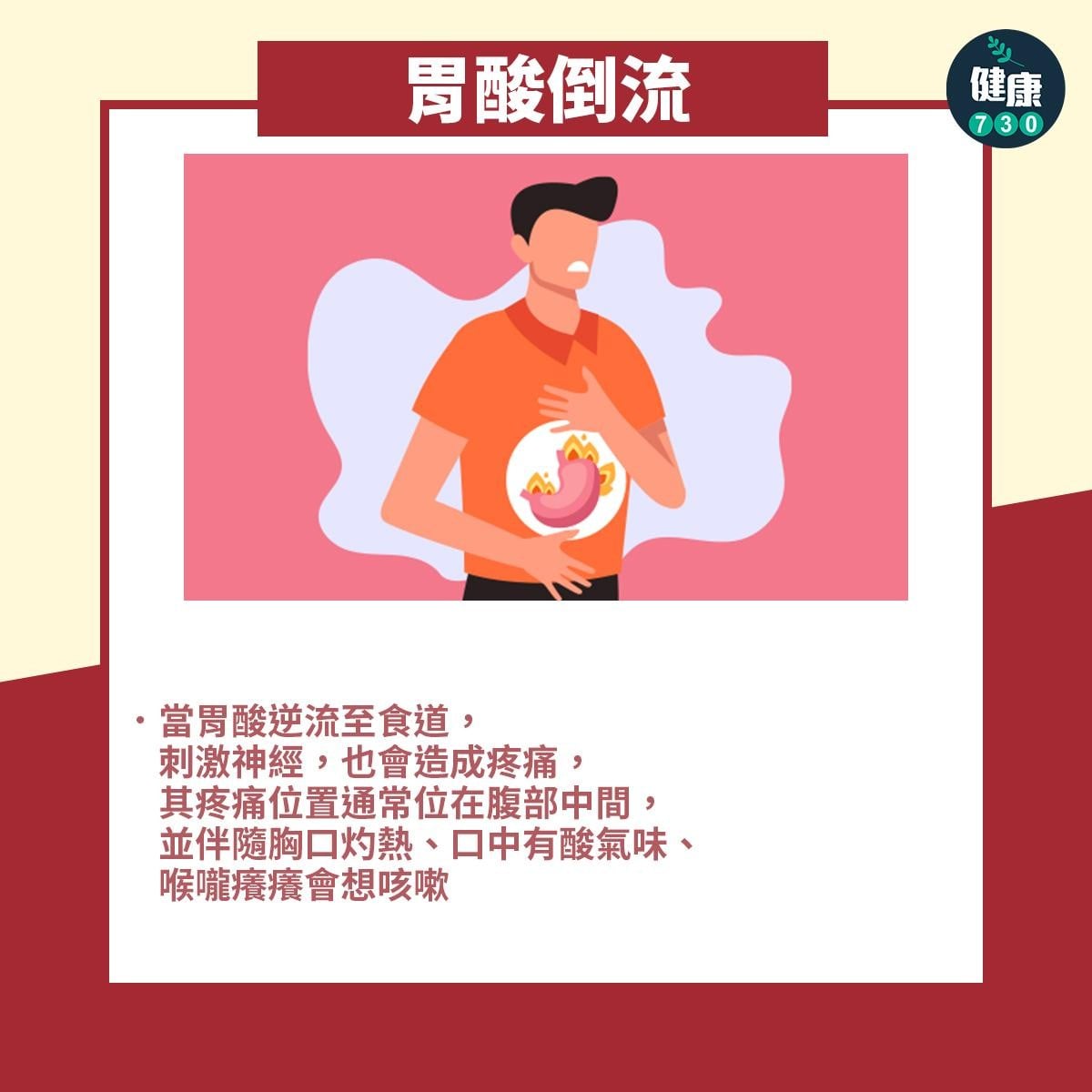 胃痛|胃炎、胃潰瘍、胃酸倒流分別(am730製圖)