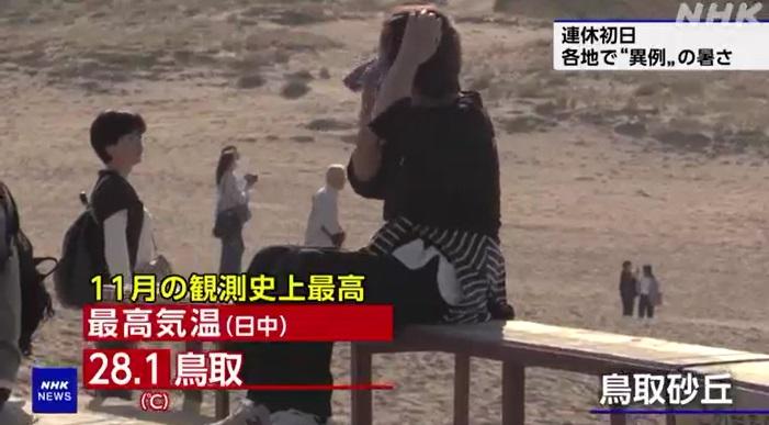 民眾冒著烈日在鳥取砂丘遊覽。(互聯網)