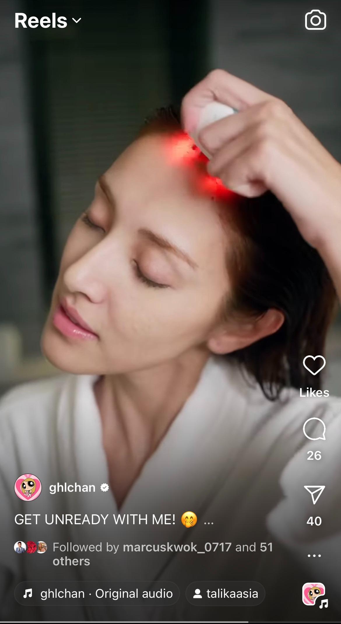 TALIKA請來陳凱琳示範HAIR FORCE防脫髮精華光學導入儀。