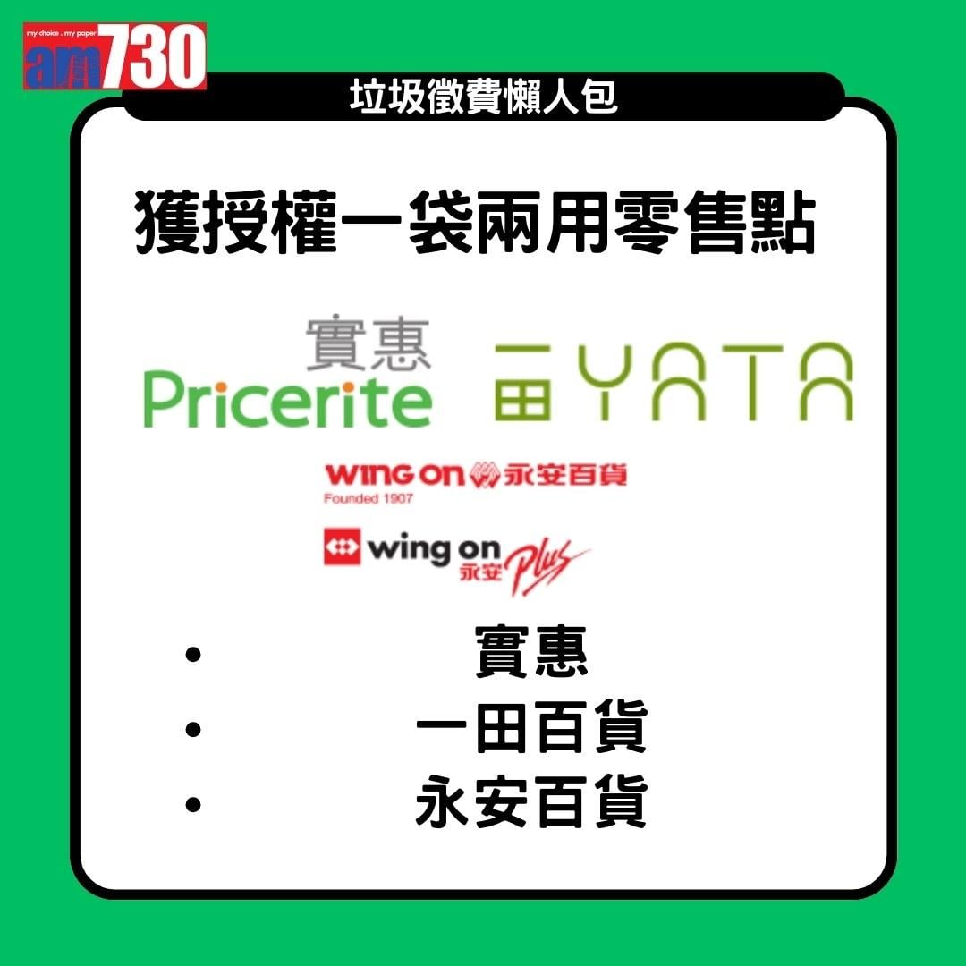 垃圾徵費|一袋兩用零售點及非一袋兩用零售點(am730製圖)