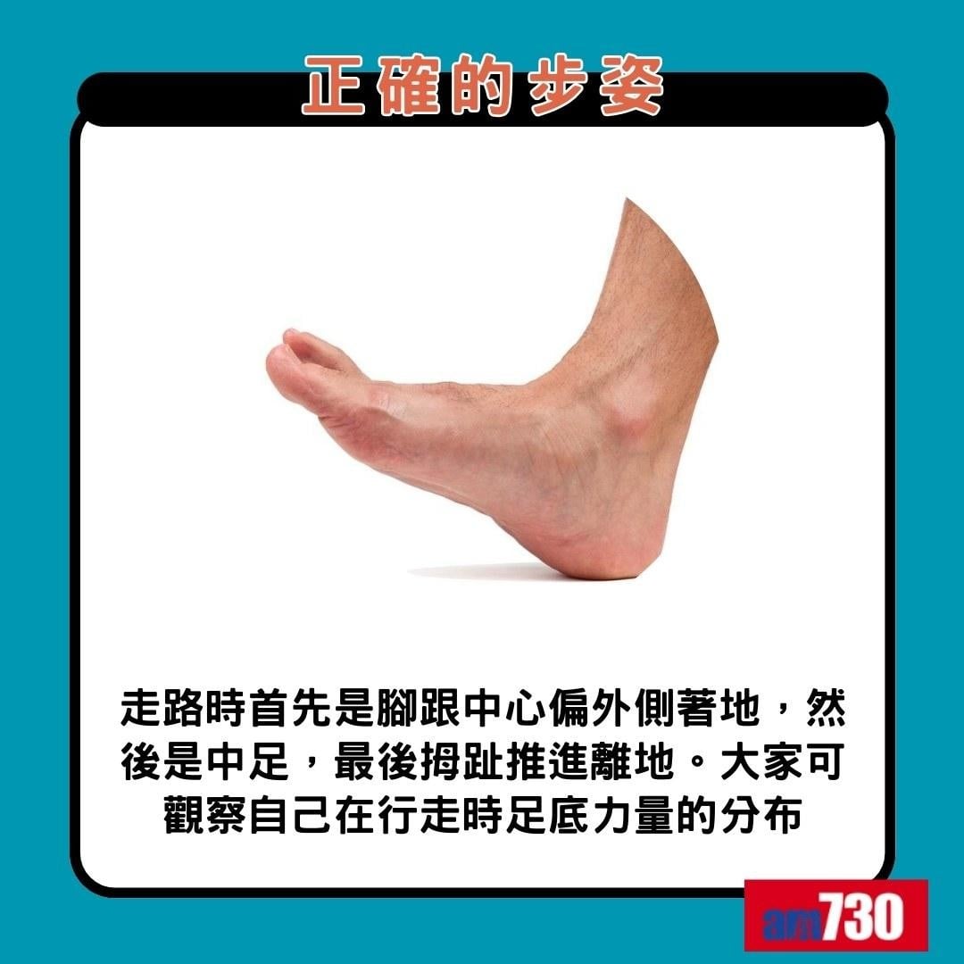足底筋膜炎預防及治療|正確的步姿(am730製圖)