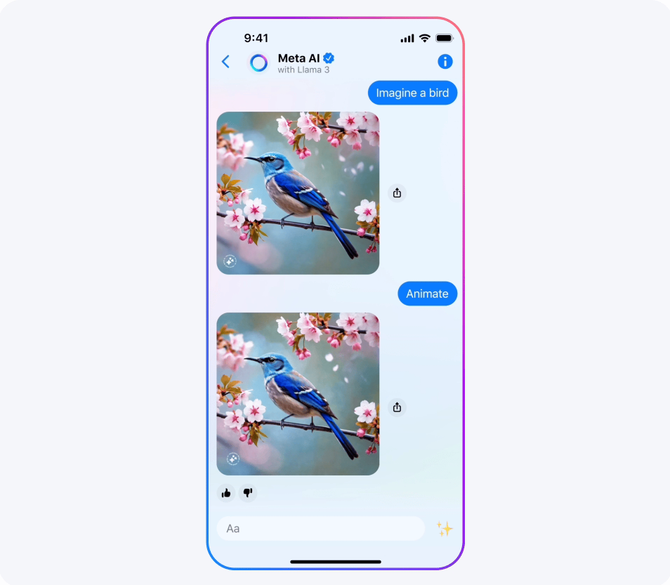 Meta AI|圖像更可立即變成動畫。