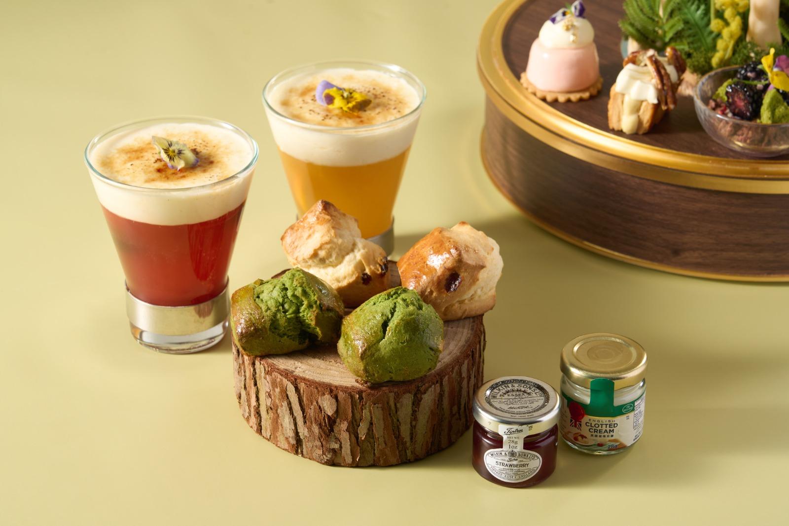 抹茶柚子鬆餅及英式傳統鬆餅搭配忌廉和果醬