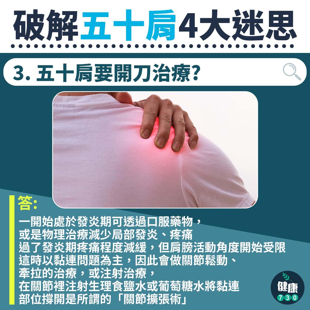五十肩迷思|開刀治療?肩頸痛留意(am730製圖)