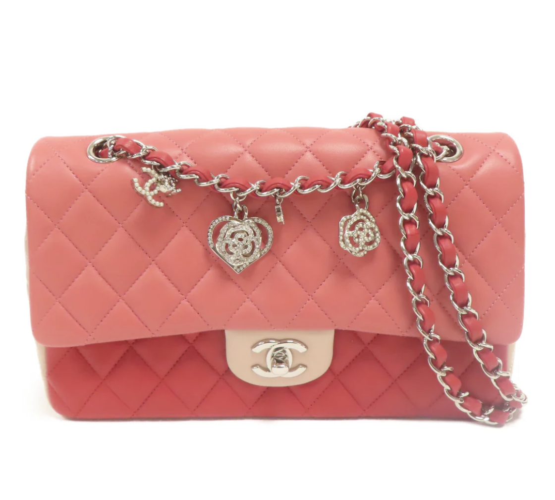 CHANEL 【激減優惠】菱格羊皮皮革Chain Shoulder鏈帶肩背袋粉紅色 $54,800