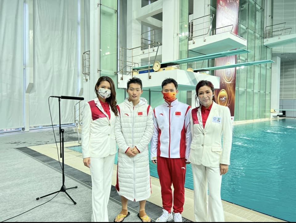 2020 東京奧運金牌得主訪港,朱凱婷在現場睇王忠源,謝思埸跳水。