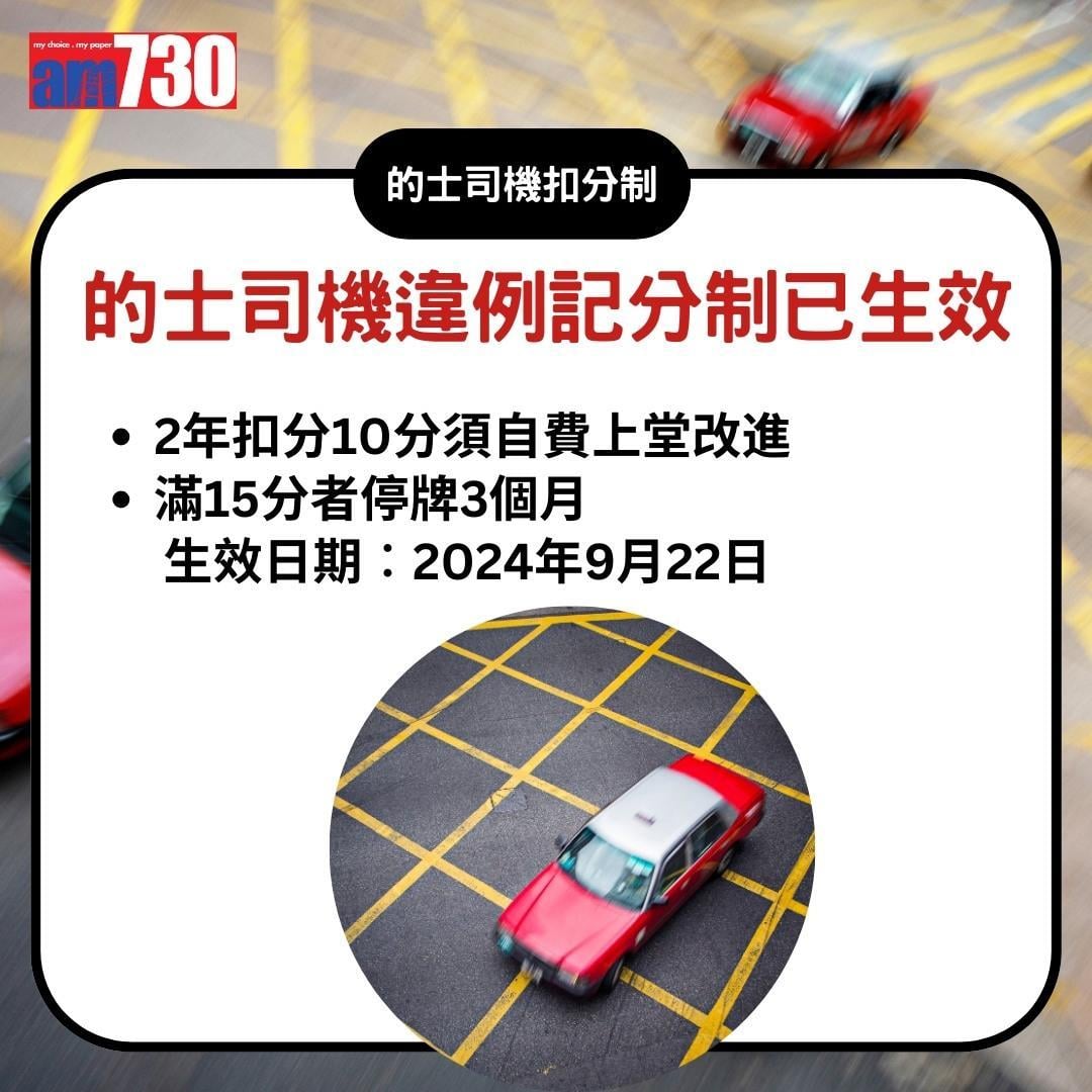 的士司機扣分制|扣滿15分停牌3個月(am730製圖)