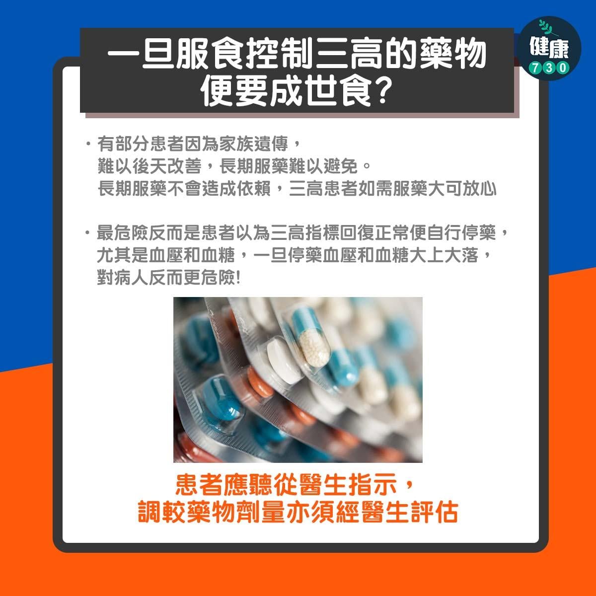 三高(高血壓、高血糖及高血脂)|一旦服食控制三高藥物便要成世食?(am730製圖)