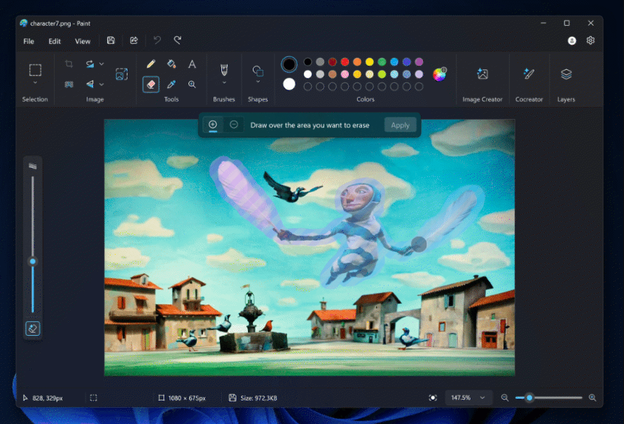 生成擦除像現時手機常見的橡皮擦功能,將不需要的圖案刪走。