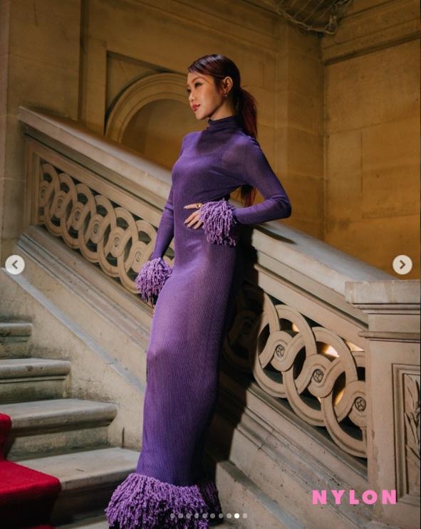 Heyoon出席前衛品牌Marine Serre的時裝騷。(圖片來源:@heyoon_jeong)